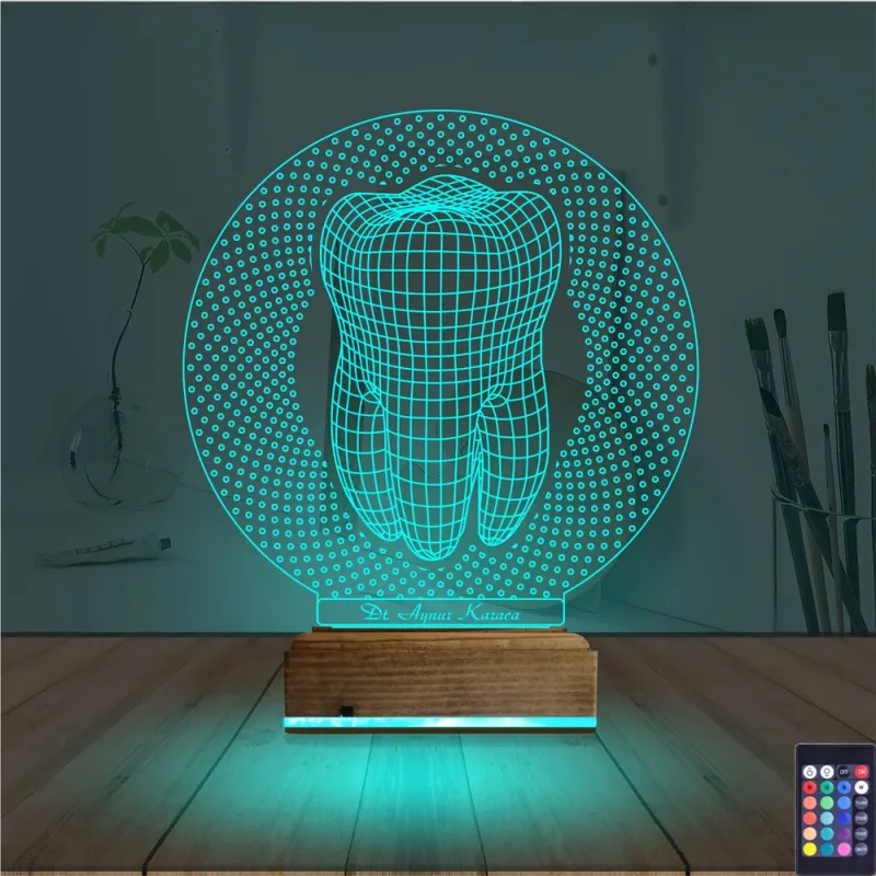 Diş Hekimi Hediye Kişiye Özel 3D Lamba - Masa Gece Lambası
