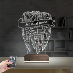 Diş Hekimi Hediye Kişiye Özel 3D Lamba - Masa Gece Lambası