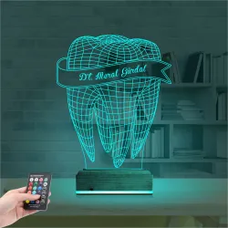 Diş Hekimi Hediye Kişiye Özel 3D Lamba - Masa Gece Lambası