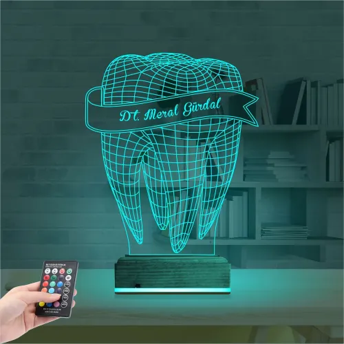 Diş Hekimi Hediye Kişiye Özel 3D Lamba - Masa Gece Lambası