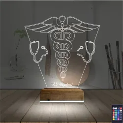 Doktor Tıp Logo Kişiye Özel 3D Lamba - Masa Gece Lambası