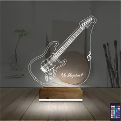 Elektro Gitar Müzik Kişiye Özel 3D Lamba - Masa Gece Lambası