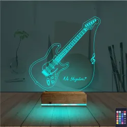 Elektro Gitar Müzik Kişiye Özel 3D Lamba - Masa Gece Lambası