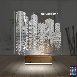 Emlak İnşaat Müteahhit Kişiye Özel 3D Lamba - Masa Gece Lambası