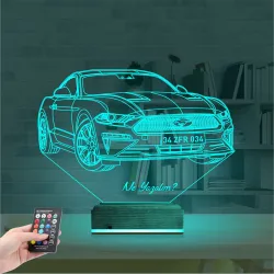 Spor Araba Mustang Kişiye Özel 3D Lamba - Masa Gece Lambası