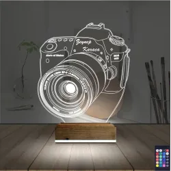 Fotoğraf Makinesi Fotoğrafçı Kişiye Özel 3D Lamba - Masa Gece Lambası