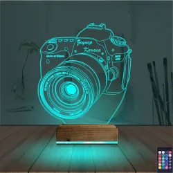 Fotoğraf Makinesi Fotoğrafçı Kişiye Özel 3D Lamba - Masa Gece Lambası