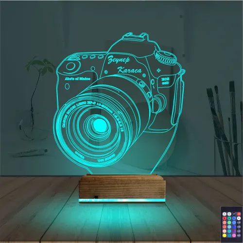 Fotoğraf Makinesi Fotoğrafçı Kişiye Özel 3D Lamba - Masa Gece Lambası