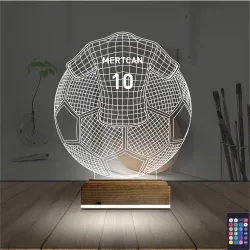 Futbol Topu Forma Taraftar Kişiye Özel 3D Lamba - Masa Gece Lambası