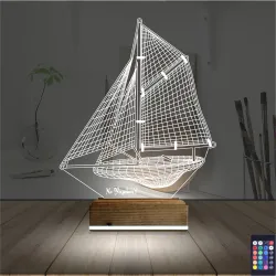 Gemi Kaptan Kişiye Özel 3D Lamba - Masa Gece Lambası
