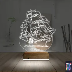 Gemi Kaptan Kişiye Özel 3D Lamba - Masa Gece Lambası