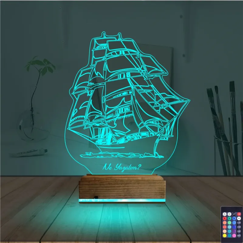 Gemi Kaptan Kişiye Özel 3D Lamba - Masa Gece Lambası