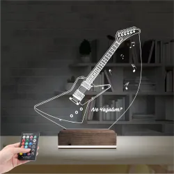 Elektro Gitar Müzik Kişiye Özel 3D Lamba - Masa Gece Lambası