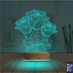 Sevgiliye Gül Kişiye Özel 3D Lamba - Masa Gece Lambası
