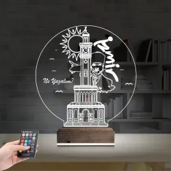 İzmir Saat Kulesi Atatürk Kişiye Özel 3D Lamba - Masa Gece Lambası