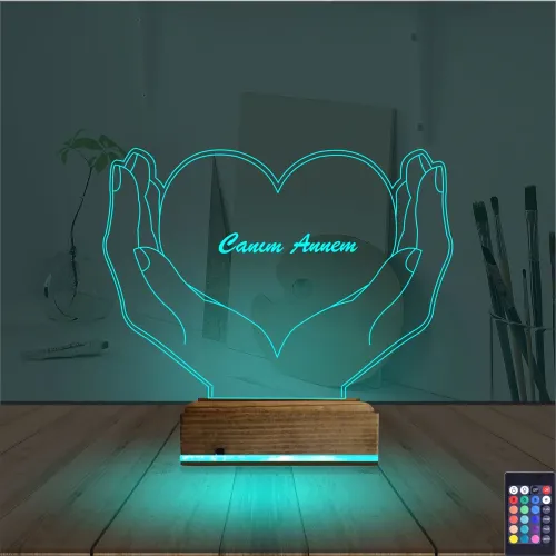 Kalp Sevgiliye Hediye Kişiye Özel 3D Lamba - Masa Gece Lambası