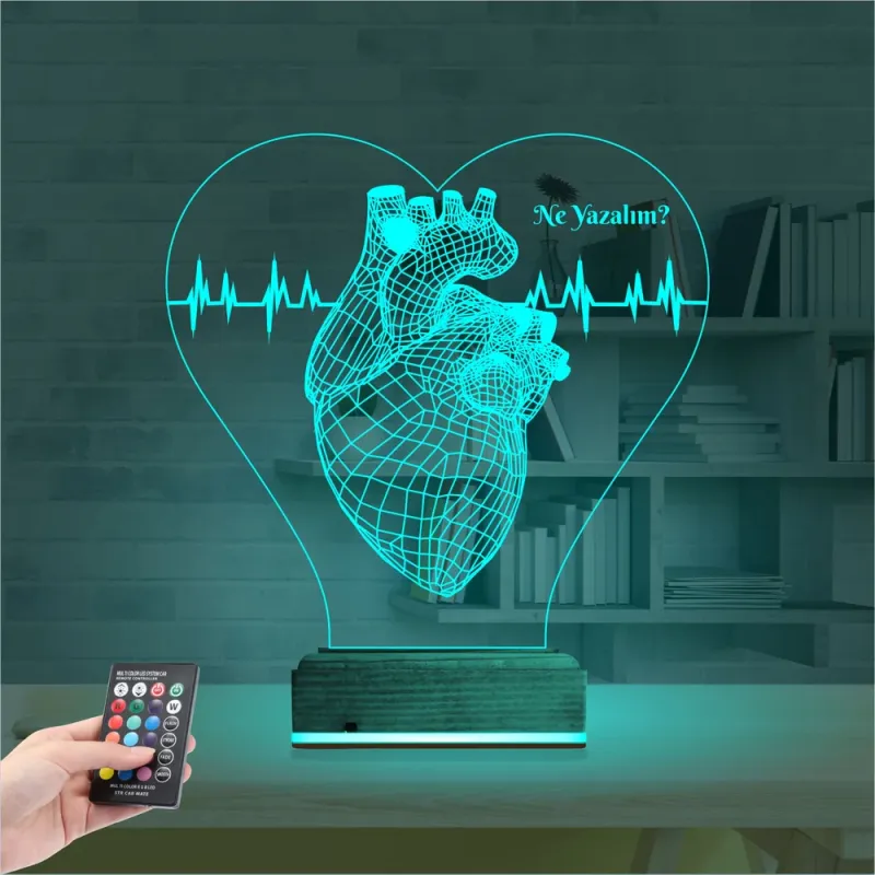 Kalp Doktoru Cerrah Kişiye Özel 3D Lamba - Masa Gece Lambası