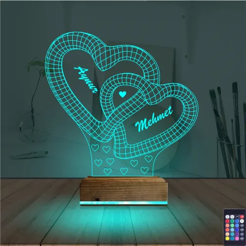 Kalp Sevgiliye Hediye Kişiye Özel 3D Lamba - Masa Gece Lambası