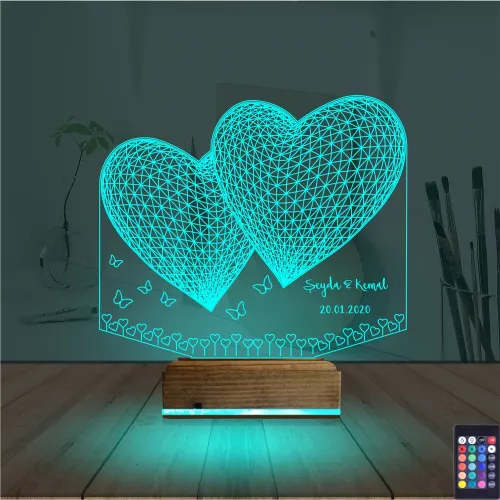 Kalp Sevgiliye Hediye Kişiye Özel 3D Lamba - Masa Gece Lambası