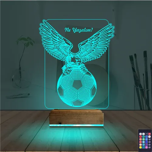 Kartal Futbol Topu Kişiye Özel 3D Lamba - Masa Gece Lambası