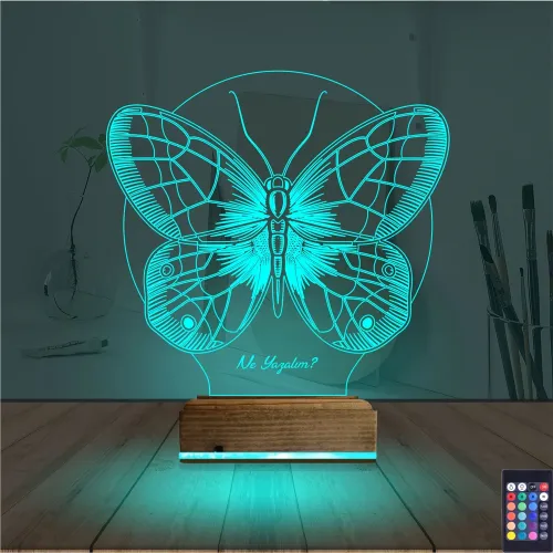 Kelebek Kişiye Özel 3D Lamba - Masa Gece Lambası