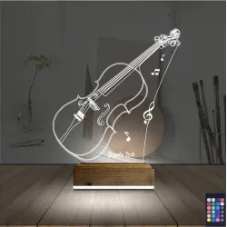 Keman Müzik Enstrüman Kişiye Özel 3D Lamba - Masa Gece Lambası
