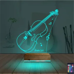 Keman Müzik Enstrüman Kişiye Özel 3D Lamba - Masa Gece Lambası