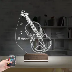 Keman Müzik Enstrüman Kişiye Özel 3D Lamba - Masa Gece Lambası