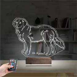 Köpek Golden Kişiye Özel 3D Lamba - Masa Gece Lambası