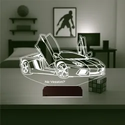 Spor Araba Lamborghini Kişiye Özel 3D Lamba - Masa Gece Lambası