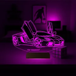 Spor Araba Lamborghini Kişiye Özel 3D Lamba - Masa Gece Lambası