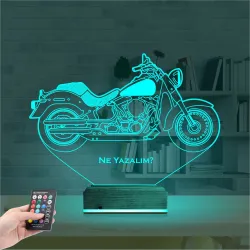 Motosiklet Harley Motor Kişiye Özel 3D Lamba - Masa Gece Lambası