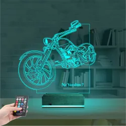 Motosiklet Harley Motor Kişiye Özel 3D Lamba - Masa Gece Lambası