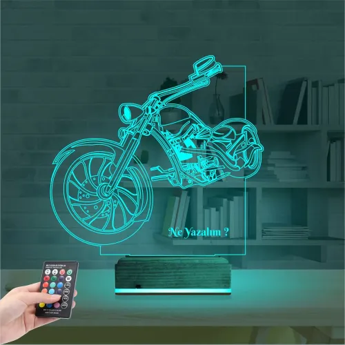Motosiklet Harley Motor Kişiye Özel 3D Lamba - Masa Gece Lambası