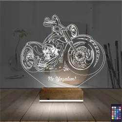 Motosiklet Harley Motor Kişiye Özel 3D Lamba - Masa Gece Lambası