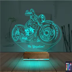 Motosiklet Harley Motor Kişiye Özel 3D Lamba - Masa Gece Lambası