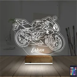 Motosiklet Yarış Motoru Kişiye Özel 3D Lamba - Masa Gece Lambası