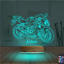 Motosiklet Yarış Motoru Kişiye Özel 3D Lamba - Masa Gece Lambası