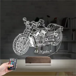 Motosiklet Harley Motor Kişiye Özel 3D Lamba - Masa Gece Lambası