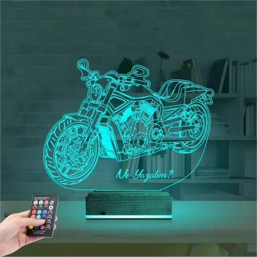 Motosiklet Harley Motor Kişiye Özel 3D Lamba - Masa Gece Lambası