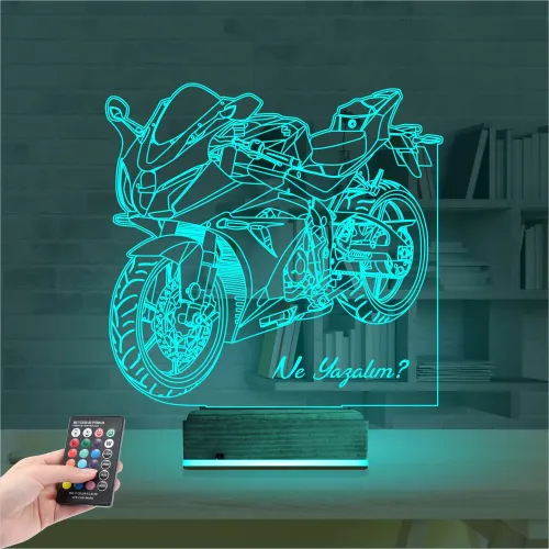 Motosiklet Yarış Motoru Kişiye Özel 3D Lamba - Masa Gece Lambası