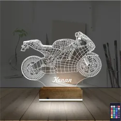 Motosiklet Yarış Motoru Kişiye Özel 3D Lamba - Masa Gece Lambası