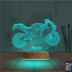 Motosiklet Yarış Motoru Kişiye Özel 3D Lamba - Masa Gece Lambası