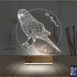 Mubbet Kuşu Kuş Kişiye Özel 3D Lamba - Masa Gece Lambası