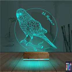 Mubbet Kuşu Kuş Kişiye Özel 3D Lamba - Masa Gece Lambası