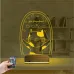 Sevimli Kedi Kalp Kişiye Özel 3D Lamba - Masa Gece Lambası