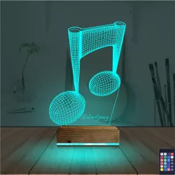 Müzik Nota Müzisyen Kişiye Özel 3D Lamba - Masa Gece Lambası