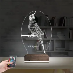 Papağan Sultan Papağanı Kişiye Özel 3D Lamba - Masa Gece Lambası