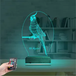 Papağan Sultan Papağanı Kişiye Özel 3D Lamba - Masa Gece Lambası