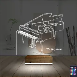 Piyano Müzik Piyanist Kişiye Özel 3D Lamba - Masa Gece Lambası
